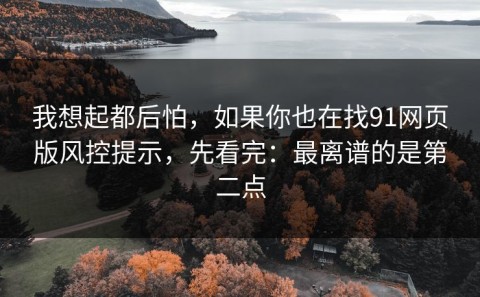 我想起都后怕，如果你也在找91网页版风控提示，先看完：最离谱的是第二点