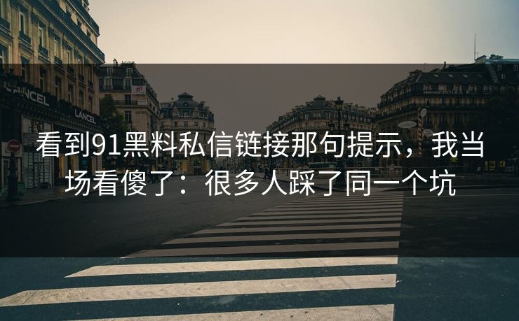 看到91黑料私信链接那句提示,我当场看傻了:很多人踩了同一个坑 看到91黑料私信链接那句提示,我当场看傻了:很多人踩了同一个坑