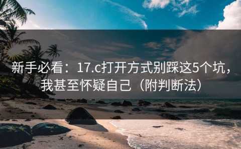 新手必看：17.c打开方式别踩这5个坑，我甚至怀疑自己（附判断法）