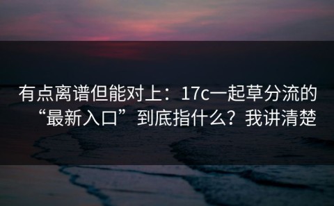有点离谱但能对上：17c一起草分流的“最新入口”到底指什么？我讲清楚