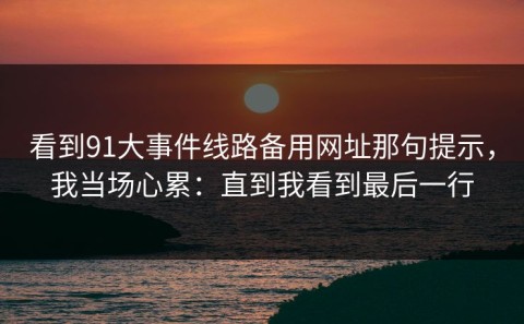 看到91大事件线路备用网址那句提示，我当场心累：直到我看到最后一行