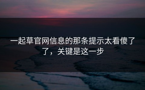 一起草官网信息的那条提示太看傻了了，关键是这一步