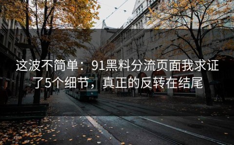 这波不简单：91黑料分流页面我求证了5个细节，真正的反转在结尾