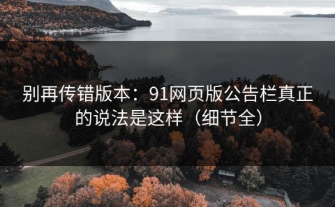 别再传错版本：91网页版公告栏真正的说法是这样（细节全）