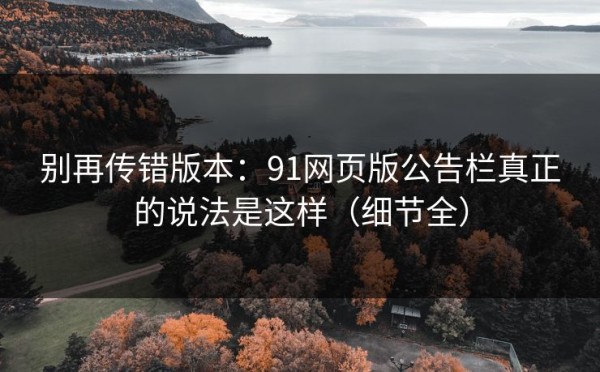 别再传错版本：91网页版公告栏真正的说法是这样（细节全）