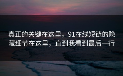真正的关键在这里，91在线短链的隐藏细节在这里，直到我看到最后一行