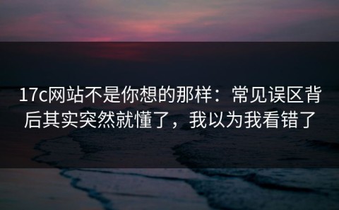 17c网站不是你想的那样：常见误区背后其实突然就懂了，我以为我看错了