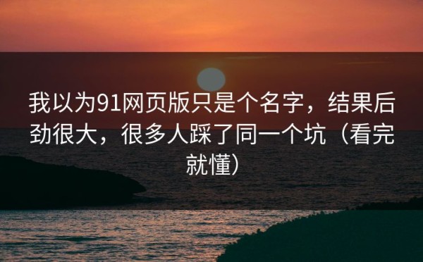 我以为91网页版只是个名字，结果后劲很大，很多人踩了同一个坑（看完就懂）