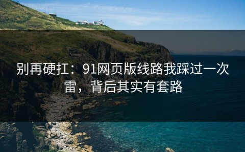 别再硬扛：91网页版线路我踩过一次雷，背后其实有套路