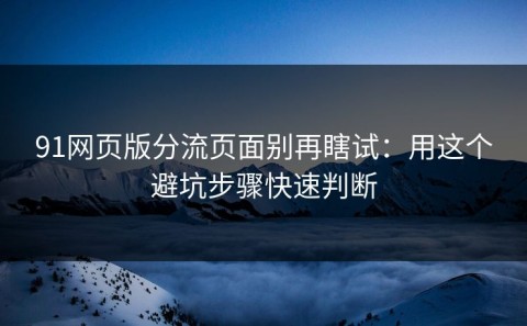 91网页版分流页面别再瞎试：用这个避坑步骤快速判断