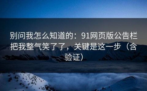 别问我怎么知道的：91网页版公告栏把我整气笑了了，关键是这一步（含验证）