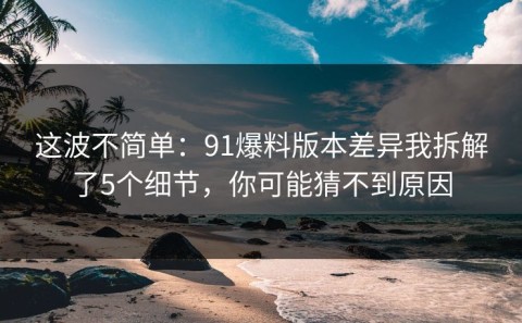 这波不简单：91爆料版本差异我拆解了5个细节，你可能猜不到原因
