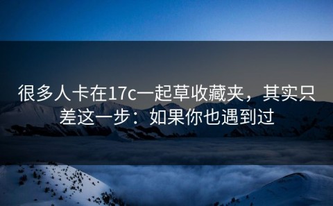很多人卡在17c一起草收藏夹，其实只差这一步：如果你也遇到过