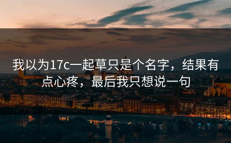 我以为17c一起草只是个名字,结果有点心疼,最后我只想说一句 我以为17c一起草只是个名字,结果有点心疼,最后我只想说一句