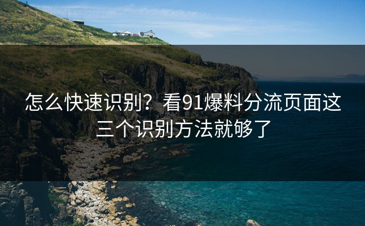 怎么快速识别？看91爆料分流页面这三个识别方法就够了